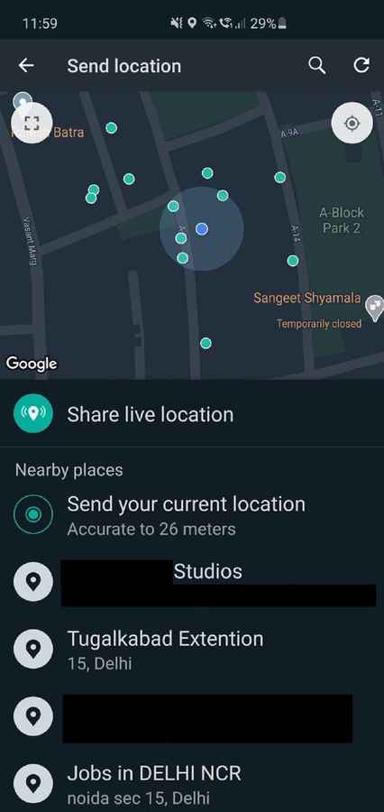 How to share location whatsapp