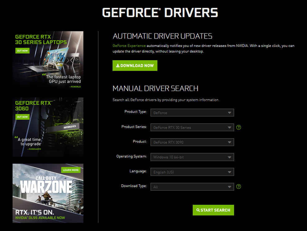 NVIDIA GeForce Graphics Card Drivers