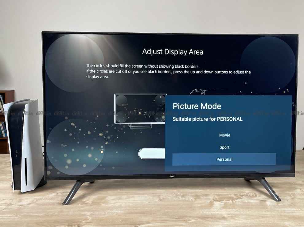 PS5 settings on Acer TV