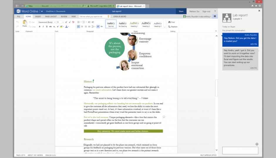 Microsoft adds Skype document chat to Office Online