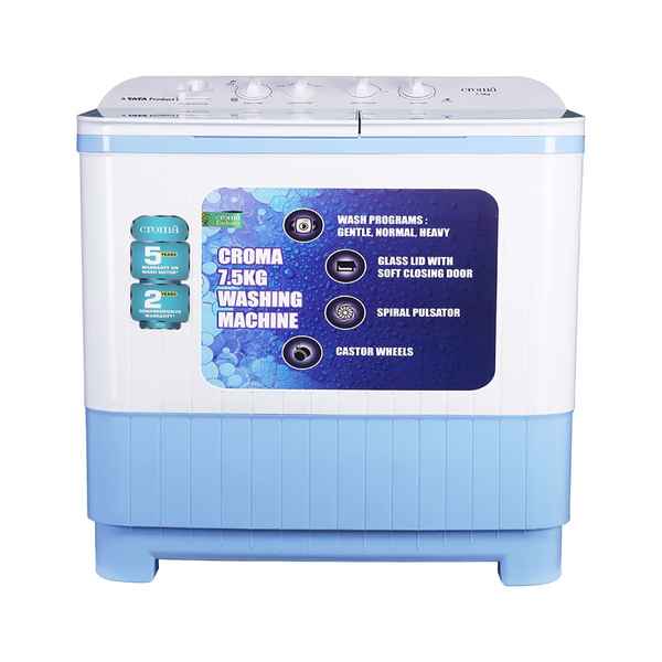 Croma 7.5 kg Semi Automatic Top Loading Washing Machine (CRAW2223)