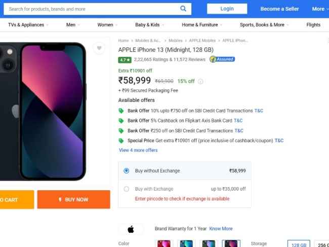 iPhone 13 flipkart