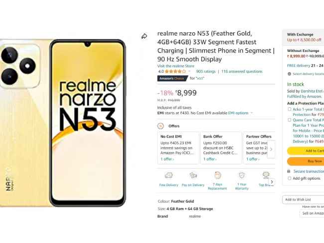 Realme Narzo N53 Amazon