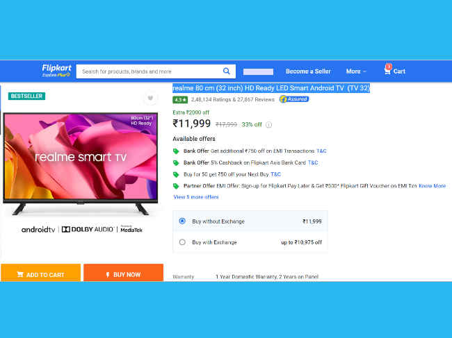 Realme TV flipkart discount