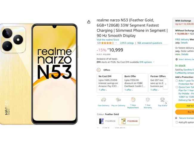 Realme Narzo N53 Amazon