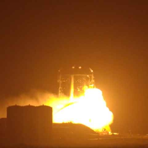 SpaceX’s prototype Starship rocket engulfed in flames during engine test