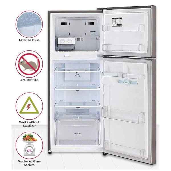 LG 260 L 3 Star Double Door Refrigerator (GL-I292RPZL) Build and Design