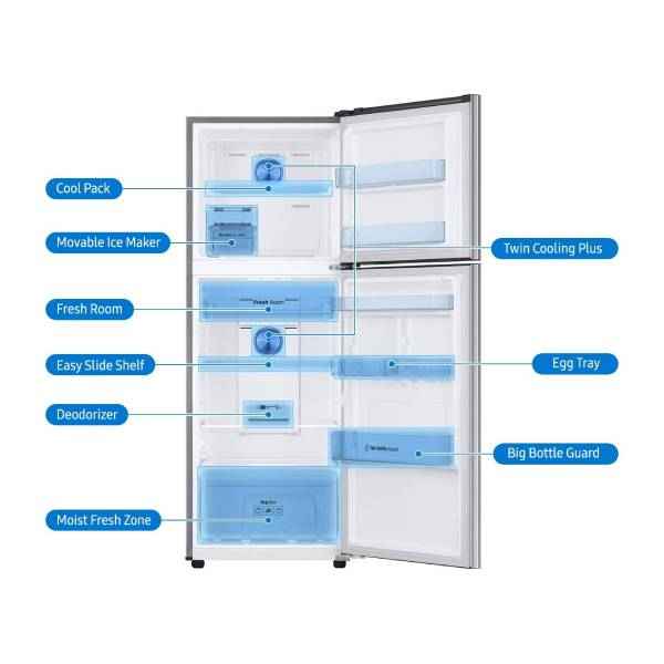 Samsung 324 L 2 Star Inverter Frost Free Double Door Refrigerator (RT34M5538S8/HL) Build and Design