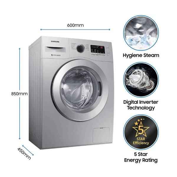 Samsung 6.0 Kg Inverter 5 Star Fully-Automatic Front Loading Washing Machine (WW60R20GLSS/TL) Build and Design