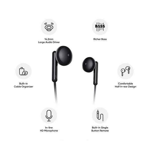 Realme Buds Classic Wired Earphones Build and Design