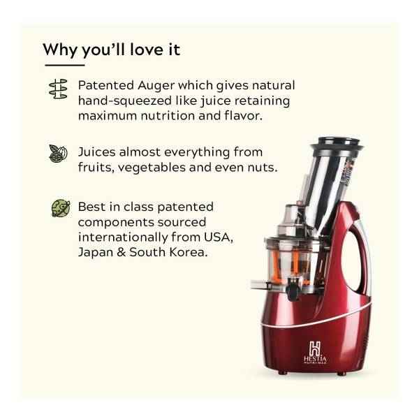 Hestia Appliances Nutrimax cold press juicer Design Images, Camera