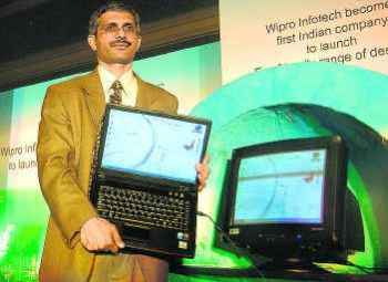 Wipro Vice-President Ashutosh Vidya displaying Wipro's eco-friendly products in Bangalore