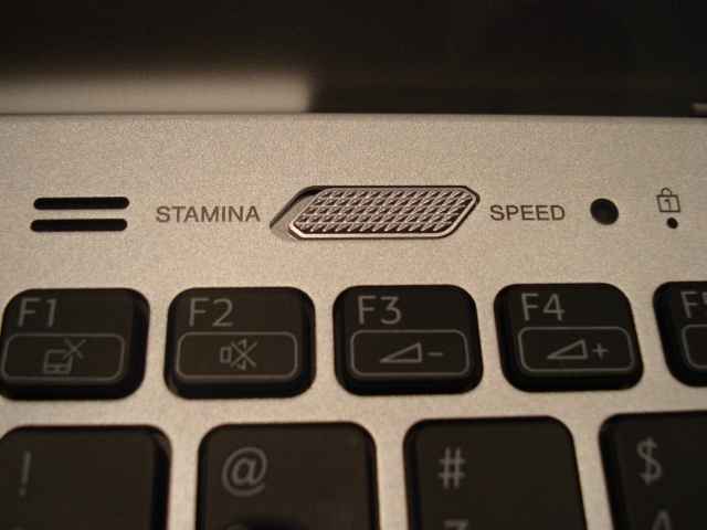 The top left hand portion of the keypad showing the Performance Switch on the Sony VAIO S Series 