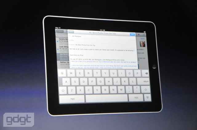 The Apple iPad has a large on-screen keyboard