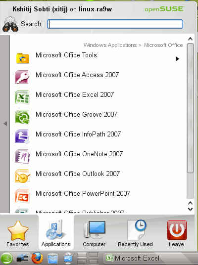 MSOffice applications in KDE menu