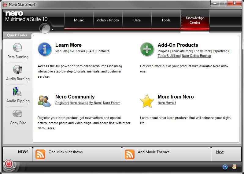Nero Multimedia Suite 10: Nero StartSmart Review