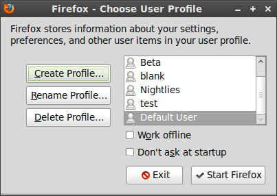 Firefox profile manager