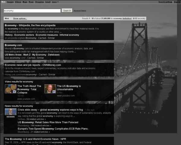 RedesignGoogle black bridge background with white text