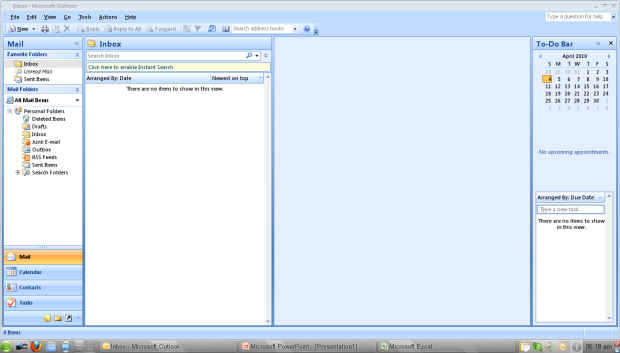 Microsoft Office Outlook 2007 running on openSUSE using CrossOver 9.0. [Click for larger image]