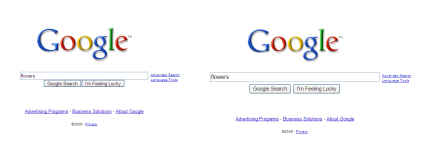 Google old and new search comparison