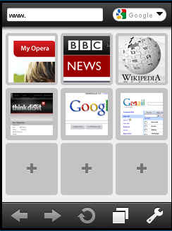 Opera Mini 5 beta home-screen