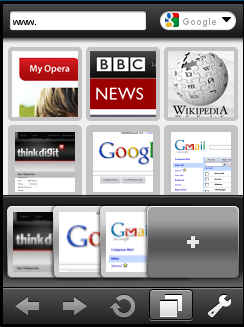 Multi-tab browsing in Opera Mini 5 beta for Touch Devices