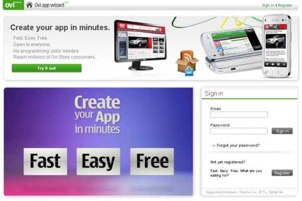Ovi App Wizard