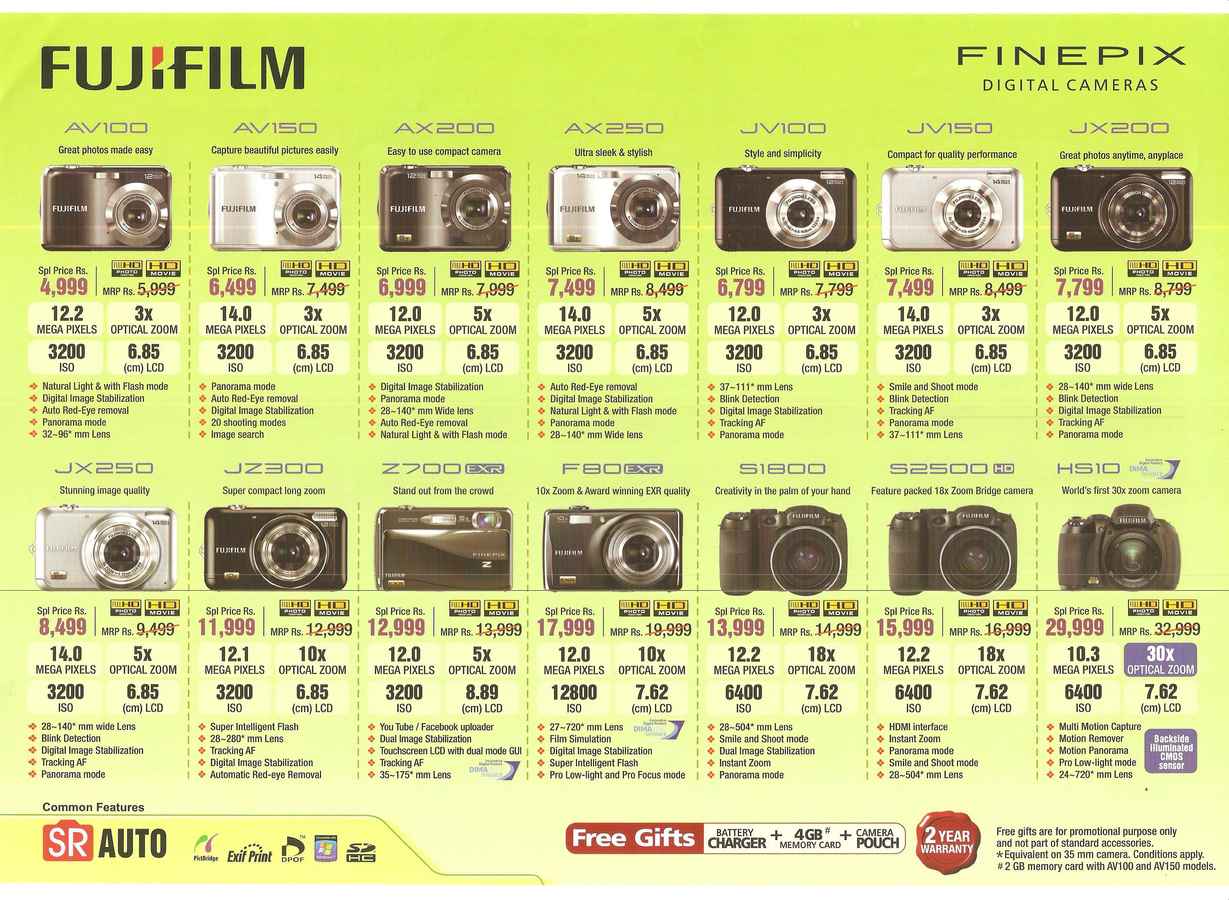 A highlight of the 14 next-gen FUJIFILM digital camera specifications - unveiled at grand summer 2010 carnival