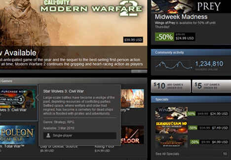 Steam store page