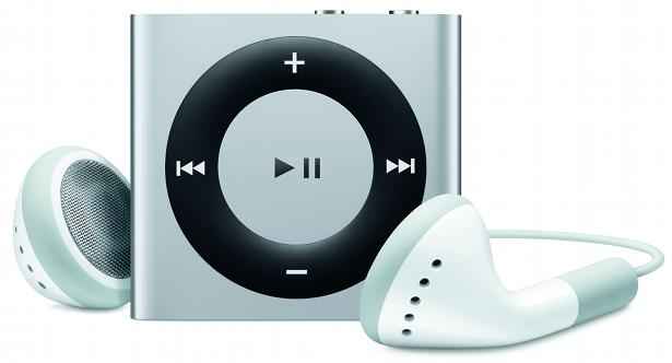 iPod Shuffle with its bundled earphones