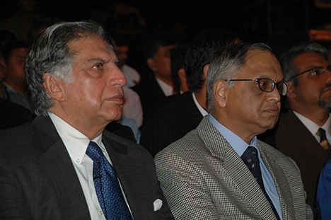 Ratan Tata and Narayan Murthy share the stage to kick off the first session of the summit