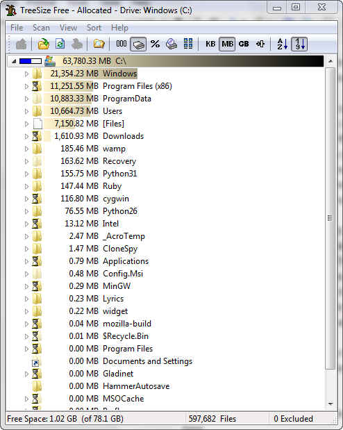 treesize free scanning 