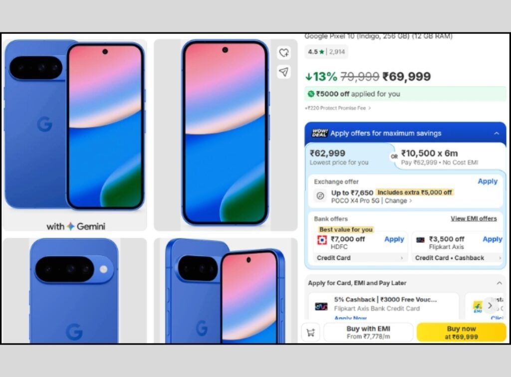 flipkart offer on Google Pixel 10