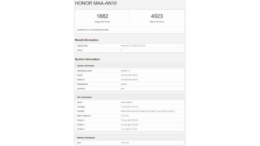 Honor 100 series appears on Geekbench revealing processor, RAM & more