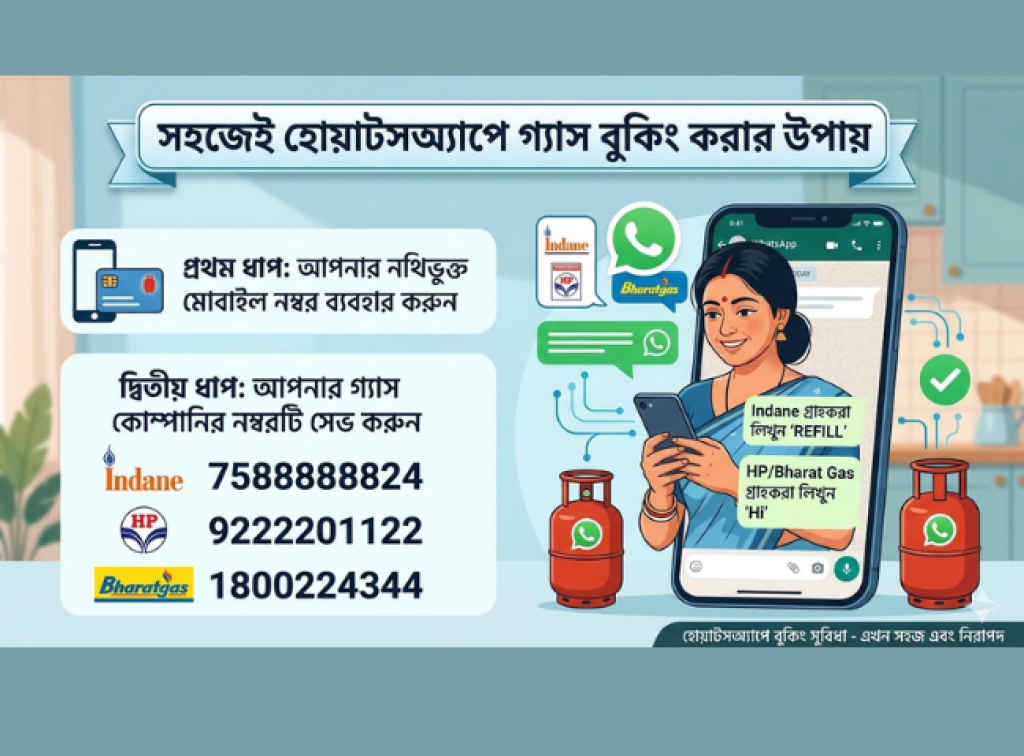 how to book lpg gas on whatsapp indane hp bharat gas in west bengal