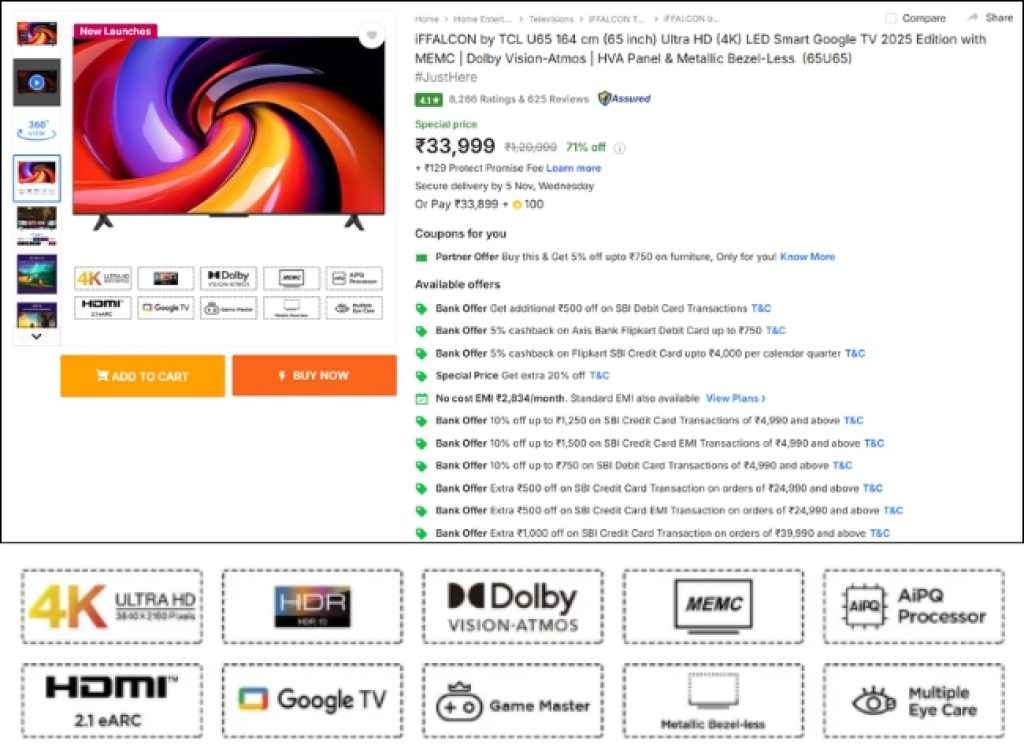 iFFALCON (65) Dolby Smart Tv