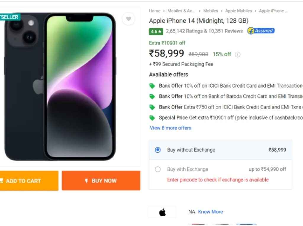 iPhone 14 Flipkart Discount