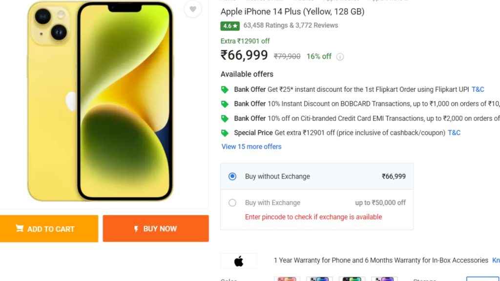 iPhone 14 Plus Flipkart Deal