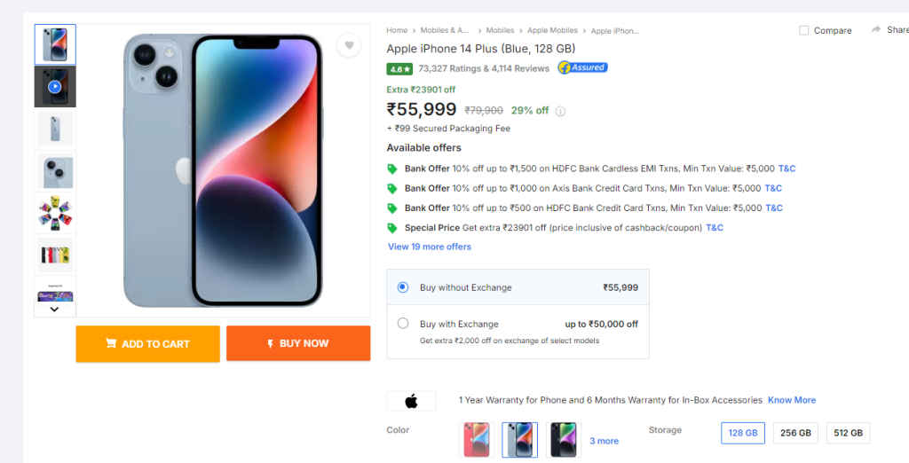 iPhone 14 Plus huge discount flipkart