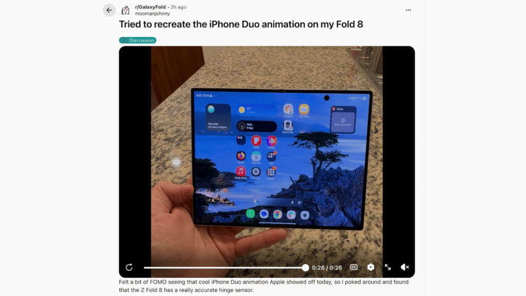 iPhone Duo animation on Galaxy Z Fold 8