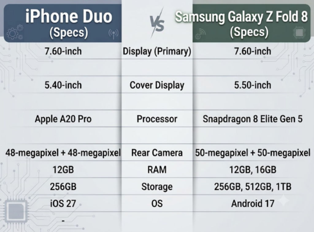 iPhone Duo vs Samsung Galaxy Z Fold 8