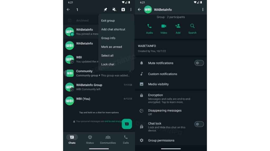 WhatsApp new shortcuts to lock chats