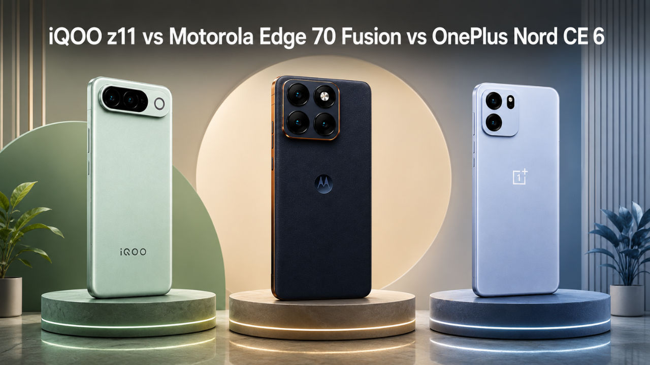 iQOO Z11 बनाम Motorola Edge 70 Fusion बनाम OnePlus Nord CE 6: डिजाइन, बैटरी, कैमरा, प्राइस और अन्य की तुलना