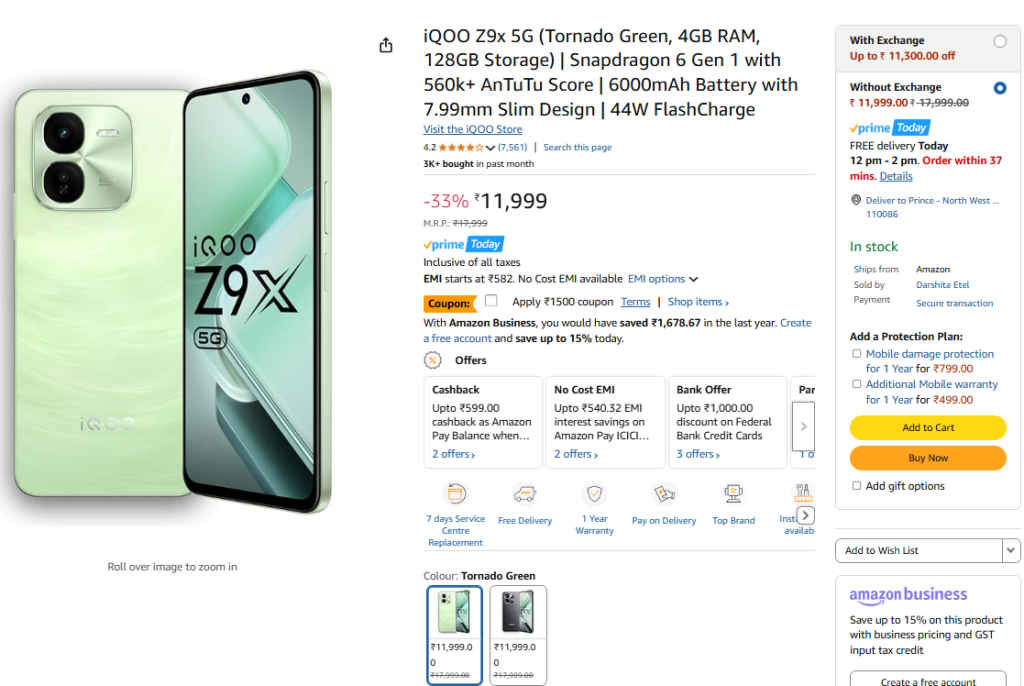 iQOO Z9x 5G Price Drop
