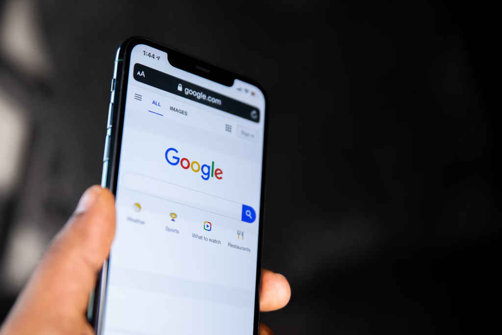 Google's search engine opened on an iPhone