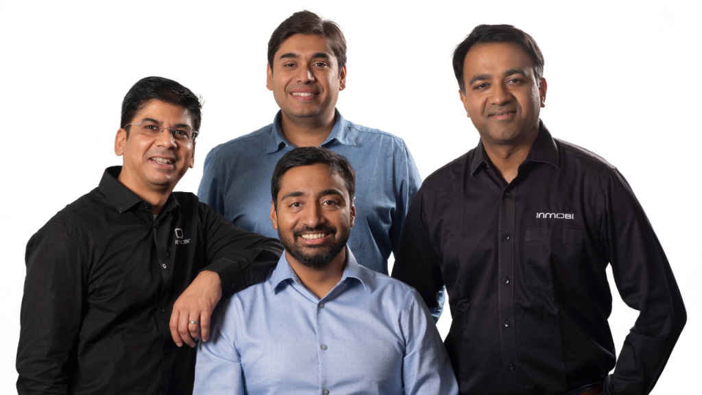 InMobi-Glance Founders: Centre – Abhay Singhal, Left – Mohit Saxena, Top – Naveen Tewari, Right – Piyush Shah
