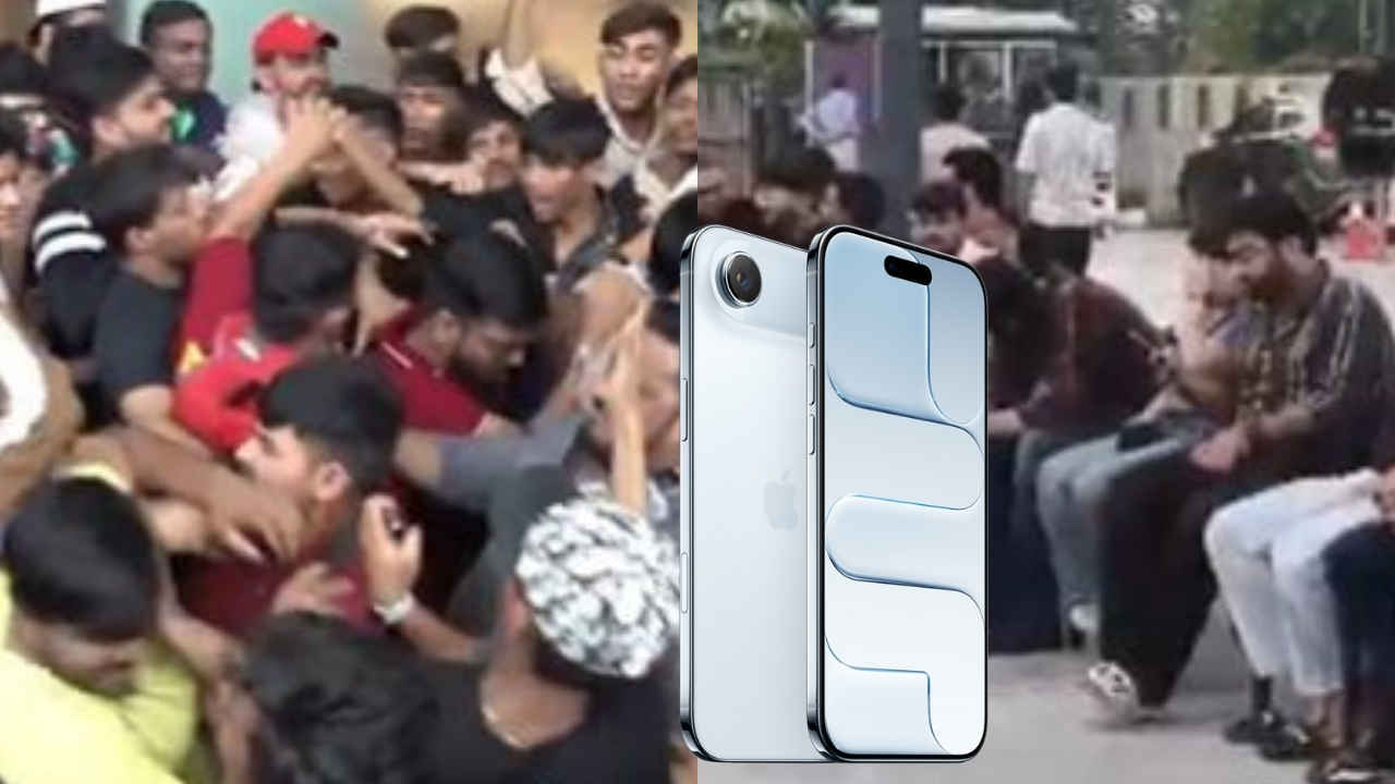 भारत में iPhone 17 की सेल शुरू होते ही टूट पड़े लोग, भीड़ के बीच हाथापाई, स्टोर के बाहर लंबी-लंबी लाइनें, देखें वीडियो