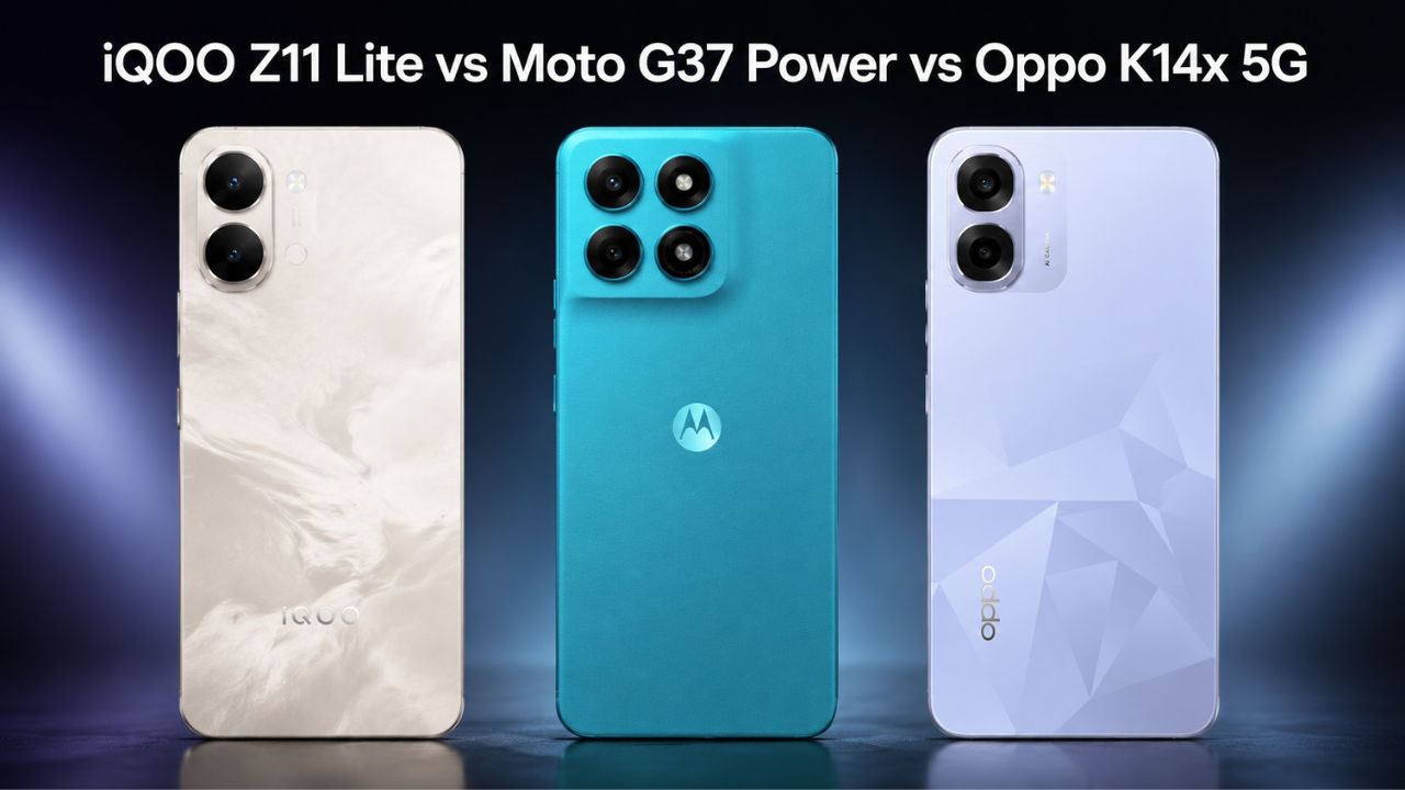 iQOO Z11 Lite vs Moto G37 Power vs Oppo K14x 5G: डिज़ाइन, स्पेक्स, कीमत और अन्य की तुलना
