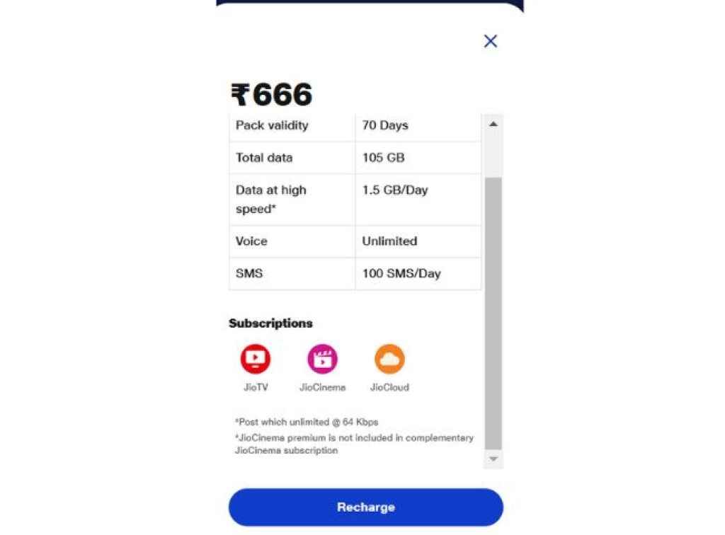 jio 666 plan