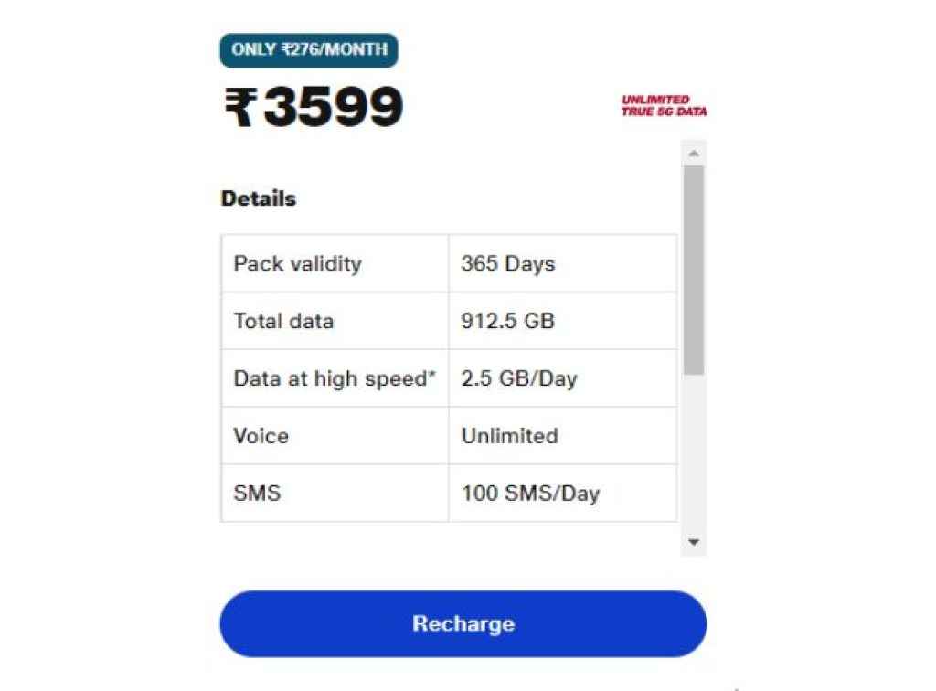 Reliance Jio's Rs 3599 Plan